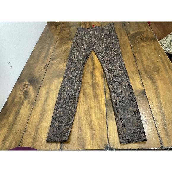 Spanx Leggings Womens Small Brown Faux Leather Snakeskin Print Casual Ladies - Picture 1 of 10